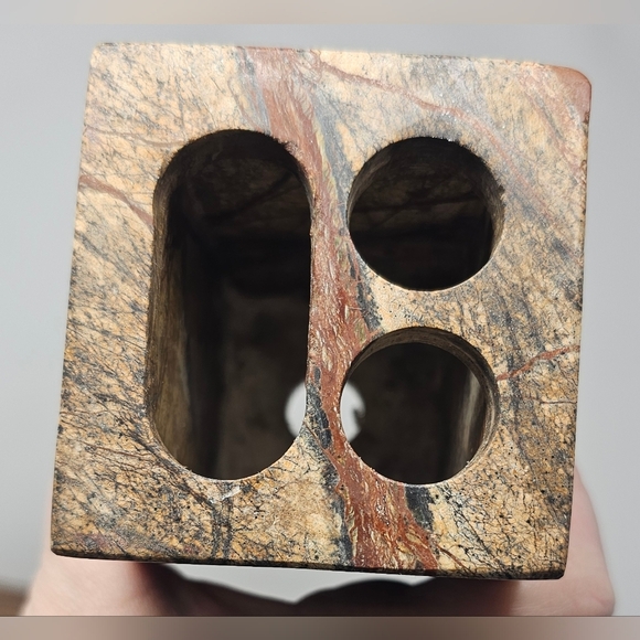 Genuine Marble Bathroom Vanity Brown Tan 2 Toothbrush/Toothpaste Holder - Picture 6 of 14